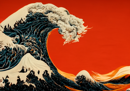 A Grande Onda de Fogo de Hokusai
