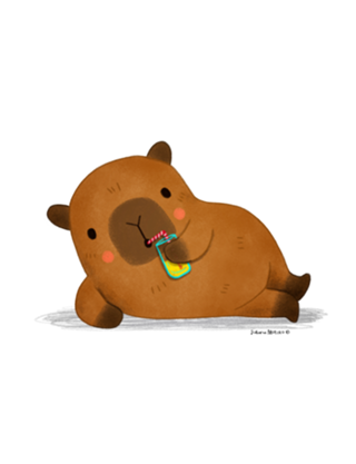 Capivara tomando um suco