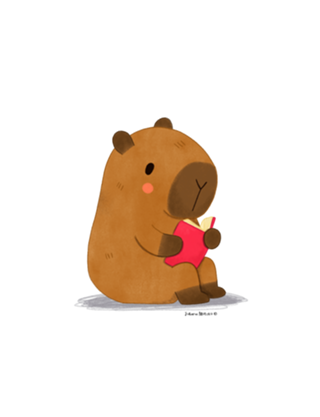 Capivara lendo Livro