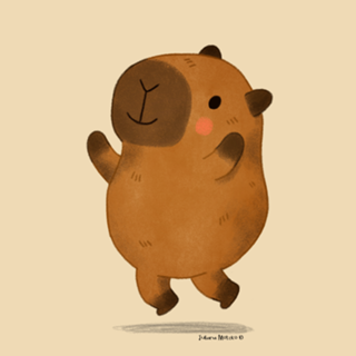 Capivara pulando de felicidade