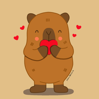 Capivara com muitos corações