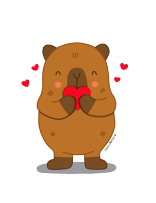 Capivara com muitos corações