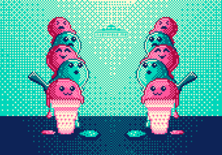 Sorvetes Kawaii (Pixel Art)