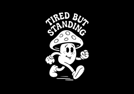Tired But Standing - Cartoon Retrô Minimalista
