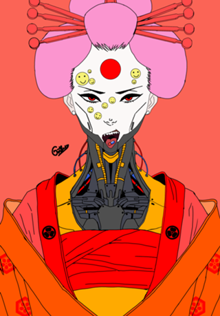Arte gueixa Cyberpunk