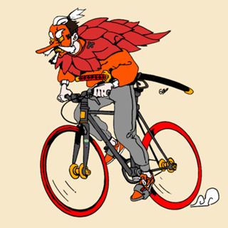 Ronin on a bike illustration