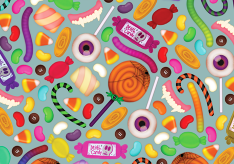 Doces de Halloween (fundo azul)
