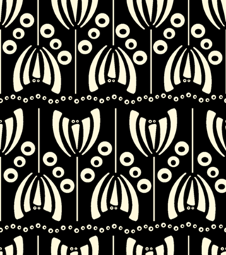 Retro vibe flowers in black