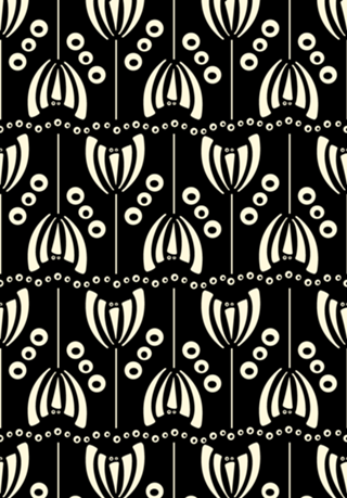 Retro vibe flowers in black
