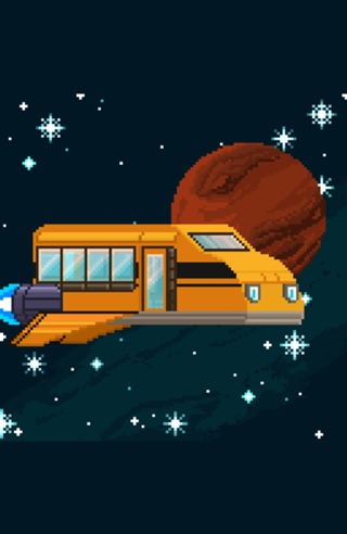 Pixel art Ônibus escolar espacial