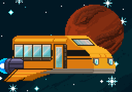 Pixel art Ônibus escolar espacial