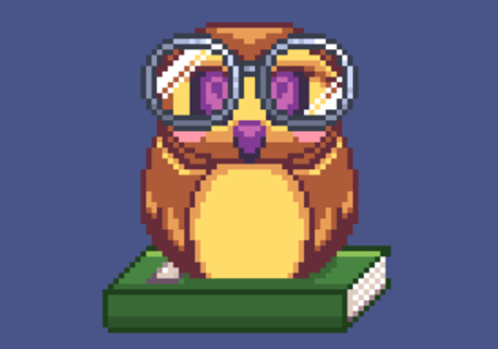 Pixel art Coruja esperta