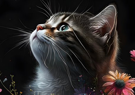 Gato fofo nas flores