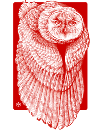 Coruja desenho caneta pentel (vermelho)