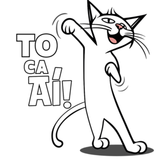 Gato descolado, estilo cômico, soquinho no ar