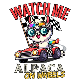 Watch me, alpaca on wheels