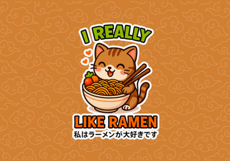 Gato Fofinho Amando Ramen - I Really Like Ramen