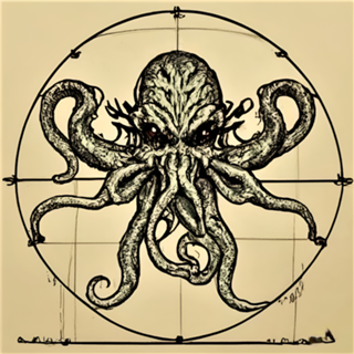 Cthulhu em Leonardo Da Vinci Vitruvian Man