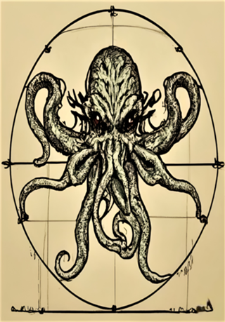 Cthulhu em Leonardo Da Vinci Vitruvian Man