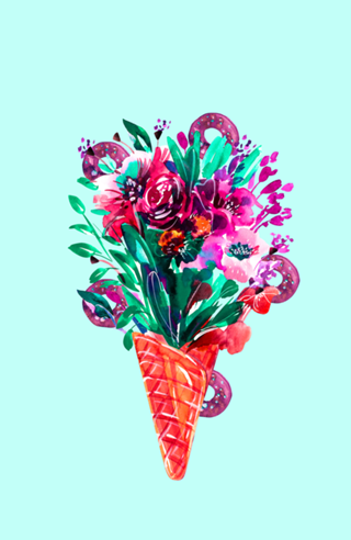 Aquarela de flores de verão