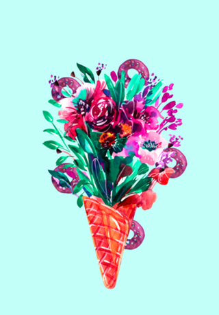 Aquarela de flores de verão