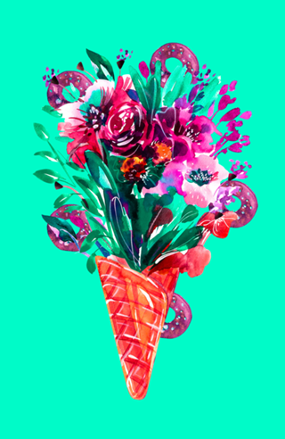 Aquarela de flores de verão