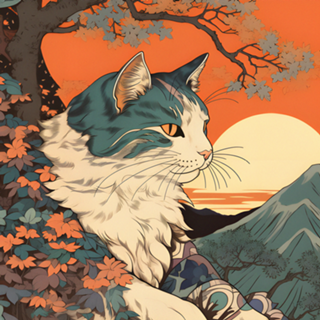 Gato em Tela 4: Arte no estilo Ukiyo-e