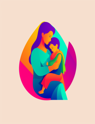 Mother holding child on her lap