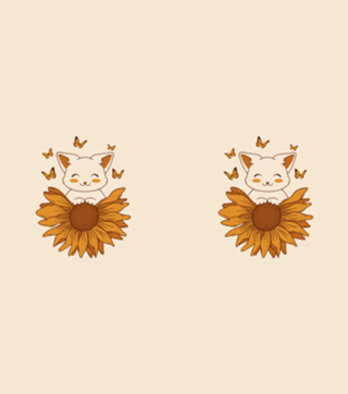 Kitten, Sunflowers and Butterflies