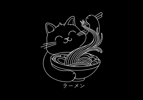 Ramen Cat Line Art