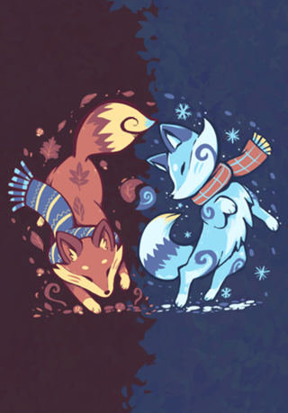 Autumn and Snow Fox
