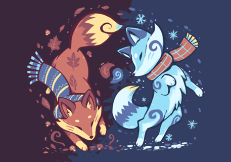 Autumn and Snow Fox