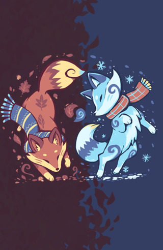 Autumn and Snow Fox