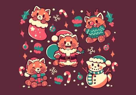 Festive Red Pandas
