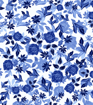 Serena Blue - Estampa Floral Azul e Branco