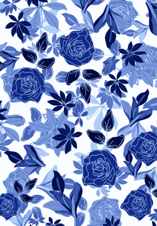 Serena Blue - Estampa Floral Azul e Branco