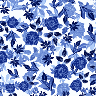 Serena Blue - Estampa Floral Azul e Branco