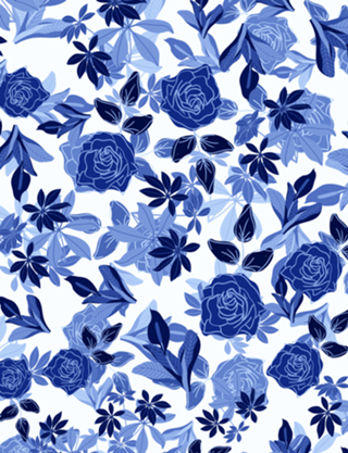 Serena Blue - Estampa Floral Azul e Branco