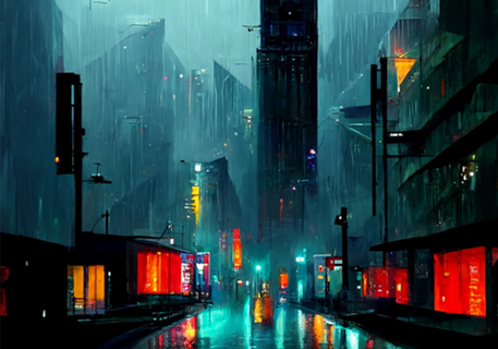 Cidade Noturna CyberPunk Estilizada