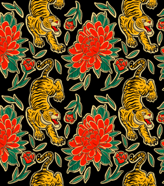 Tigres e peonias