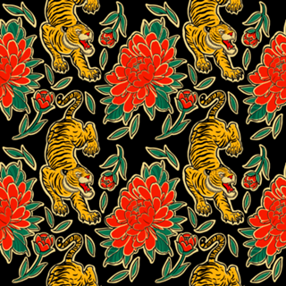 Tigres e peonias