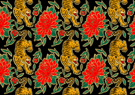 Tigres e peonias
