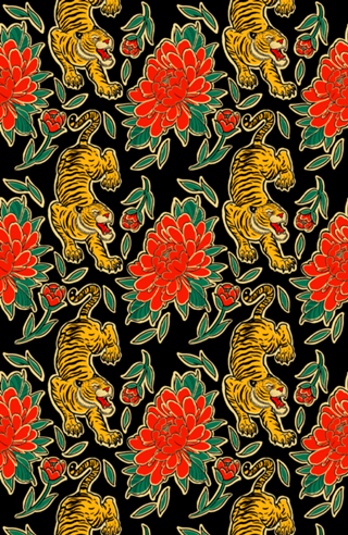 Tigres e peonias