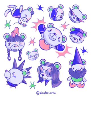 Urso Maiko (em azul)