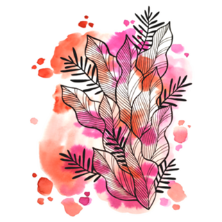 Folhagem Ben Aquarela Vermelha e Rosa