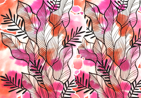 Folhagem Ben Aquarela Vermelha e Rosa