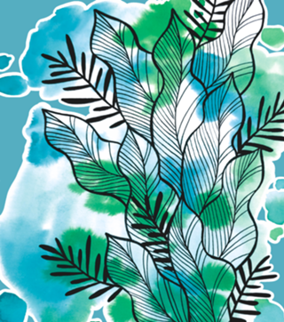 Folhagem Ben Aquarela Azul e Verde 2