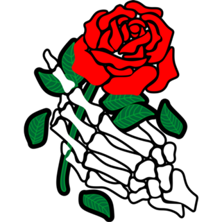 Esqueleto segurando uma rosa
