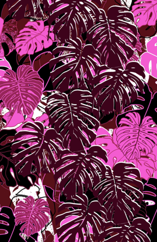 Folhas Tropicais Monstera - Rosa
