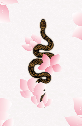 Cobra entre flores